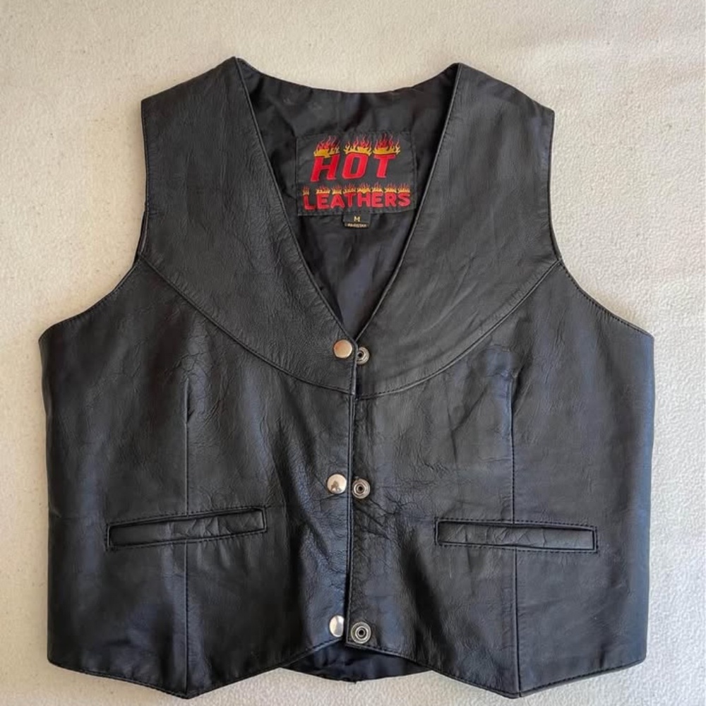 Motorcycle Leather Biker Vest (Size M)